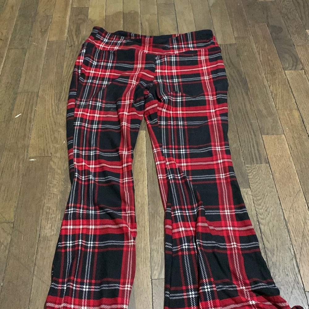 Plaid red and black bootcut leggings womens size XL